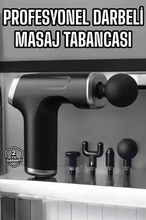 Masaj Tabancası 4 Başlıklı Kas ve Vücut Ağrıları İçin Şarjlı Darbeli - Lisinya