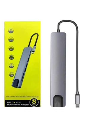 Macbook Pro/air Uyumlu USB Type-C 8 In 1 Hub Dönüştürücü Çevirici Çoklayıcı USB Hdmı Micro Sd 8 Giri