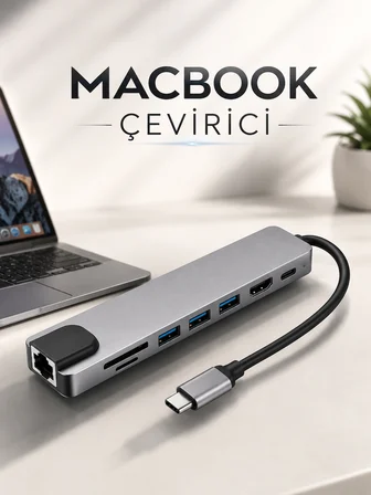 Çevirici Dönüştürücü Adaptör Macbook 3 In 1 Type-C To Hdmı USB 3.0 - Lisinya