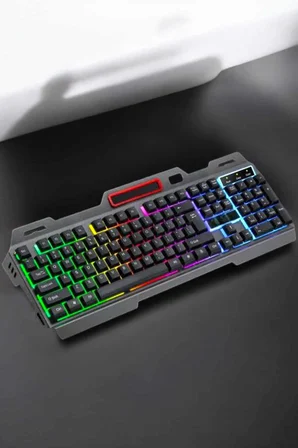 Led Işıklı Oyuncu Klavye Usb Girişli RGB Işıklı Q Klavye Mouse Hediyeli - Lisinya