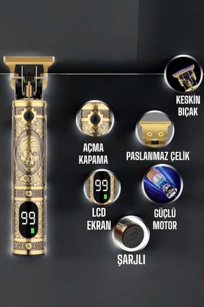 Tıraş Makinesi Çizik Tıraş Paslanmaz Çelik Uzun Ömürlü Şarjlı - Lisinya