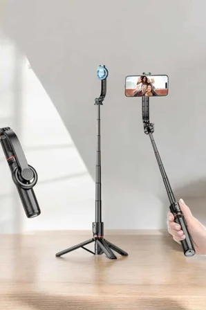 Kumandalı Tripod Telefon Tutucu Selfie Çubuğu 360 Derece Dönebilen - Lisinya
