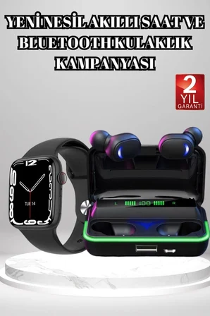 Ucuz ve Kaliteli Kulaklıklı Saat Seti Bluetooth Bağlantılı Akıllı Saat ve Kulaklık - Lisinya