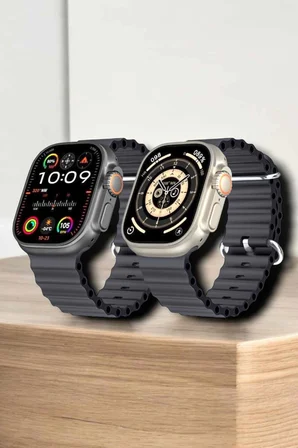 45 MM Gri Kasa Ultra Akıllı Saat Sesli Görüşme, Sağlık Takibi, Suya Dayanıklı - Lisinya