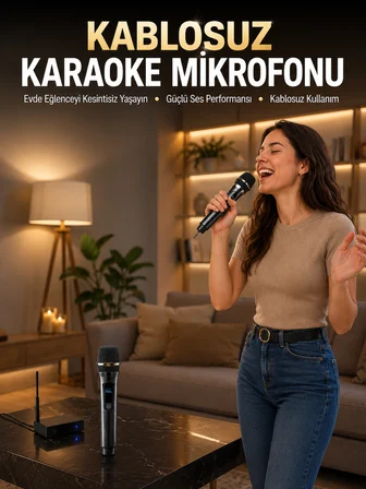 Profesyonel Kablosuz Mikrofon Seti Çift Mikrofonlu - Lisinya