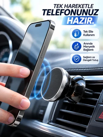 Havalandırma Izgarası İçin Manyetik Araç Telefon Tutucu - Lisinya