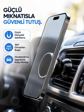Araç İçi Telefon Tutucu Mıknatıslı Havalandırma Izgarası Telefon Standı - Lisinya