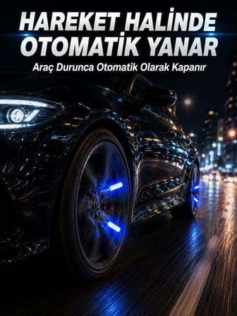 Hareketle Yanan LED Sibop Işığı 4'lü Araç Lastik Lambası - Lisinya