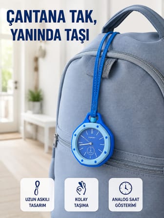 Çanta ve Anahtarlık İçin Askılı Analog Taşınabilir Charm Saat Mavi - Lisinya