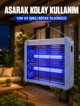 UV Işıklı Sinek Öldürücü Lamba 12W Çift Tüplü Elektrikli Böcek Öldürücü - Lisinya