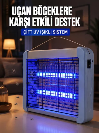 Çift UV Işıklı Elektrikli Sinek Öldürücü 12W Asılabilir Uçan Böcek Lambası - Lisinya