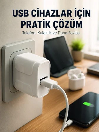 12W USB Şarj Adaptörü 5V 2.4A Hızlı ve Güvenli Şarj Başlığı - Lisinya