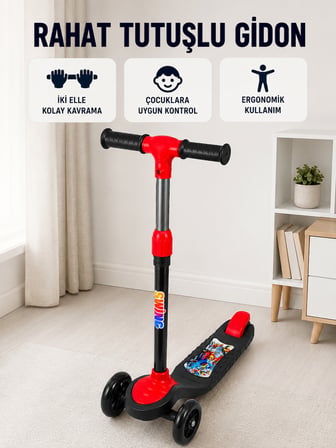 Kız ve Erkek Çocuk Scooterı 3 Tekerlekli Dengeli ve Kolay Kullanımlı Skuter - Lisinya