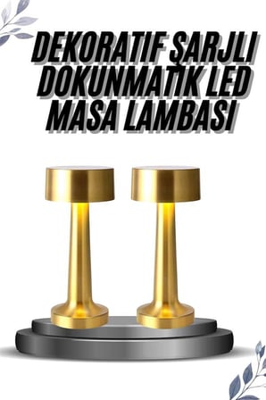 Kablosuz Renkli Masa Ve Gece Lambası Altın Rengi Dokunmatik Led Lamba - Lisinya