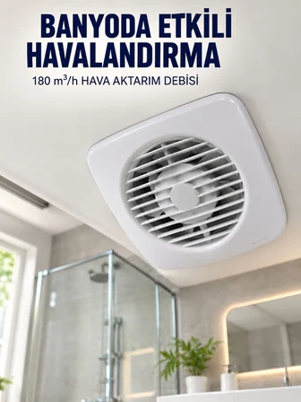 Dekoratif Havalandırma Aspiratörü 120 mm 180 m³/h Duvar ve Tavan Montajlı - Lisinya