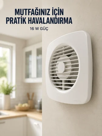 120 mm Havalandırma Fanı 180 m³/h Dekoratif Duvar ve Tavan Tipi Aspiratör - Lisinya