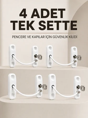 Anahtarlı Pencere Emniyet Kilidi 4 Adet Güvenlik Seti - Lisinya