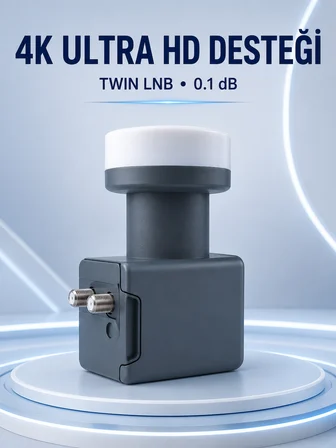 Uydu Anten LNB Twin Çıkışlı 0.1 dB Ku Band 4K Ultra HD Uyumlu - Lisinya