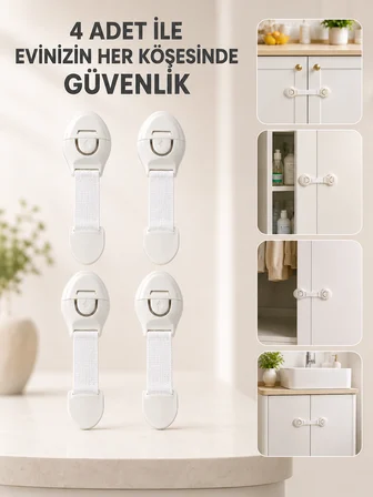 4 Adet Çok Amaçlı Çocuk Güvenlik Kilidi Dolap, Çekmece ve Gardırop İçin - Lisinya