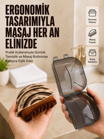 Masaj Fırçası Ahşap Desenli Yumuşak Kıllı Vücut Temizleme ve Banyo Fırçası - Lisinya