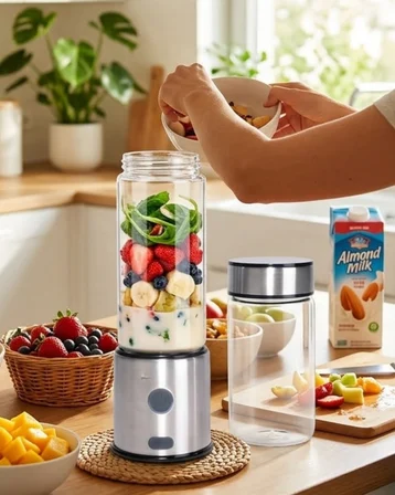 Taşınabilir Cam Blender 450 ml 350 ml Çift Hazneli Smoothie Blender - Lisinya