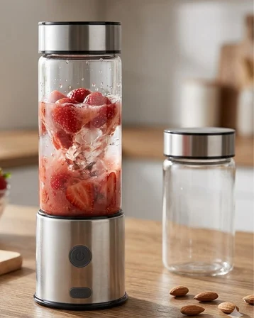 USB Type C Şarjlı Cam Blender 6 Bıçaklı Smoothie ve Shake Blender - Lisinya