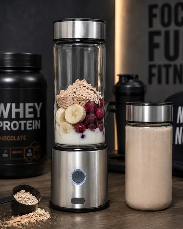 Çift Hazneli Cam Blender USB Şarjlı Smoothie ve Buz Kırıcı Blender - Lisinya