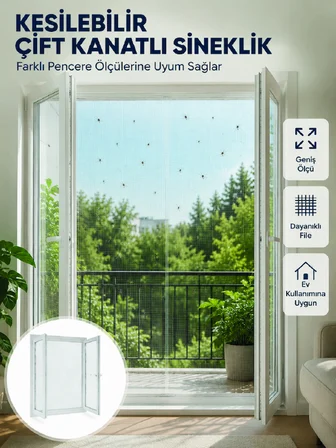 Kesilebilir Çift Kanatlı Pencere Sinekliği Dayanıklı File - Lisinya