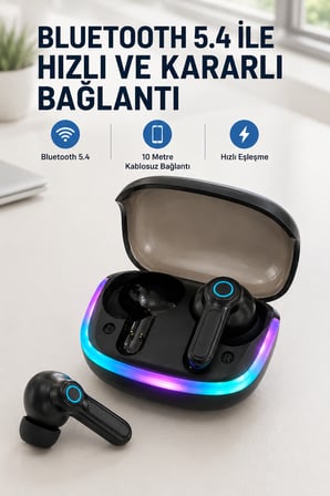 WS Bluetooth Kulaklık Quad ENC HD Voice 500mAh Şarj Kutulu Kablosuz Kulaklık - Lisinya