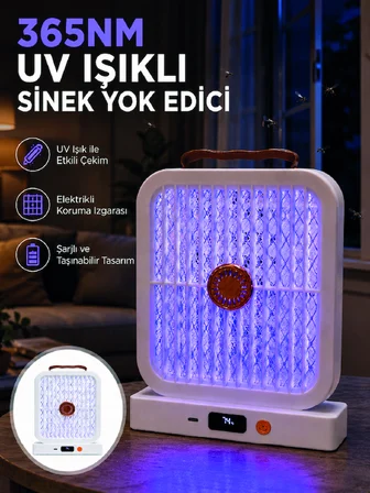UV Işıklı Şarj Edilebilir Sinek Yok Edici Elektrikli Lamba Beyaz - Lisinya