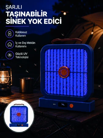 Elektrikli Sinek Öldürücü 365NM UV Işıklı Masaüstü Cihaz Mavi Renk - Lisinya