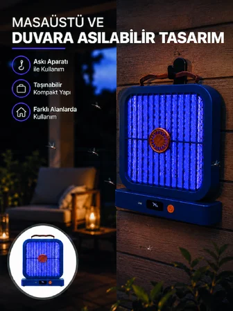 Taşınabilir Şarjlı Sivrisinek Öldürücü UV Işıklı Mavi Model - Lisinya