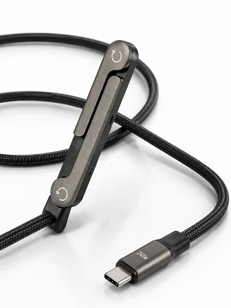 Örgülü 240W Type-C Katlanabilir Telefon Standlı Şarj Kablosu - Lisinya