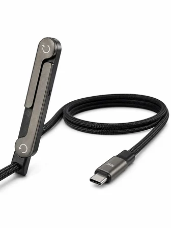 Örgülü 240W Type-C Katlanabilir Telefon Standlı Şarj Kablosu - Lisinya