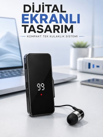 Tek Kulaklıklı Bluetooth Kulaklık Klipsli Mini Taşınabilir Müzik ve Görüşme Cihazı - Lisinya