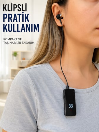 Klipsli Bluetooth Kulaklık Kısa Kablolu Tek Kulaklık Taşınabilir Günlük Kullanım - Lisinya