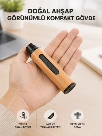 Mini Taşınabilir Küllük 3 Farklı Uç Seçenekli Ahşap Görünümlü Pratik Kullanım - Lisinya