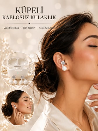 Küpeli Kablosuz Bluetooth Kulaklık Uzun Süreli Şarj Özellikli - Lisinya