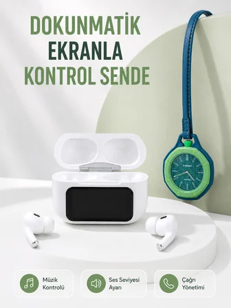 Bluetooth 5.4 Kablosuz Kulaklık Yeşil Askılı Analog Charm Saat İkili Set - Lisinya