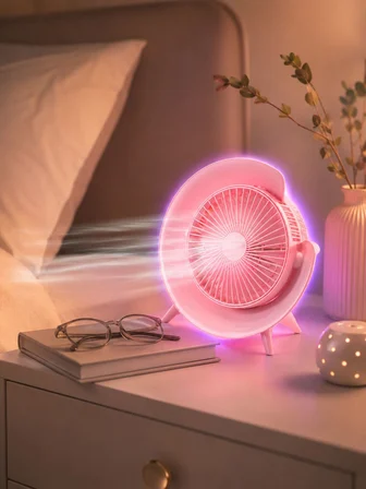 RGB Işıklı 3 Kademeli USB Şarjlı Masaüstü Vantilatör - Lisinya