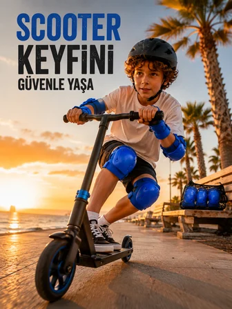 2'li Mavi Çocuk Koruyucu Spor Seti Dizlik Dirseklik El Bilek Koruyucu - Lisinya