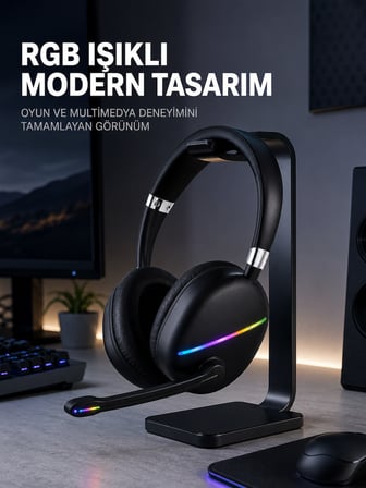 Kablosuz Bluetooth 5.0 Kulaklık RGB Işıklı Tasarım - Lisinya