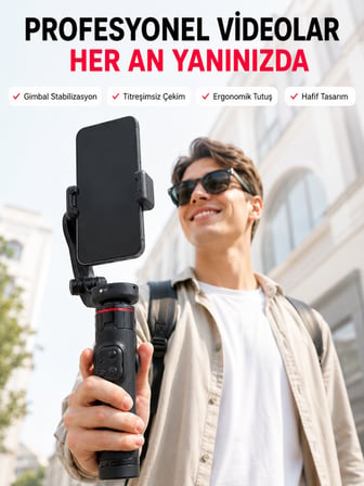 Akıllı Takipli Gimbal Selfie Stick Profesyonel Video Çekim Stabilizatörü Uzayabilir Tripod Bluetooth