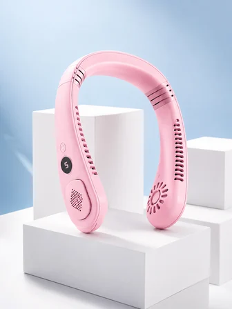 Pembe Boyun Fanı Sessiz Çalışan USB Şarjlı Taşınabilir Kişisel Serinletici - Lisinya