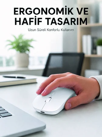 Profesyonel Kablosuz Bluetooth Mouse Çift Modlu Şarjlı Ergonomik Fare - Lisinya