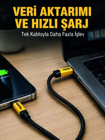 3'ü 1 Arada USB Şarj Kablosu 240W Hızlı Şarj ve Veri Aktarım Kablosu - Lisinya