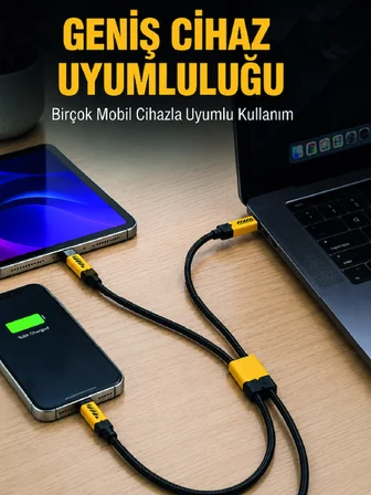 240W Çoklu Şarj Kablosu Type-C Lightning Micro USB Örgü Kablo - Lisinya
