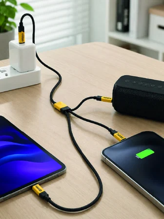 240W Çoklu Şarj Kablosu Type-C Lightning Micro USB Örgü Kablo - Lisinya