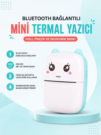 Mürekkepsiz Baskı Teknolojili Bluetooth Cep Yazıcısı - Lisinya