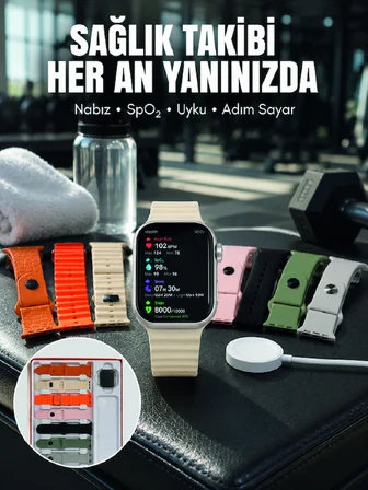 7'li Kordon Setli Akıllı Saat Bluetooth Görüşme Bildirim Destekli Çok Fonksiyonlu Smart Watch - Lisi